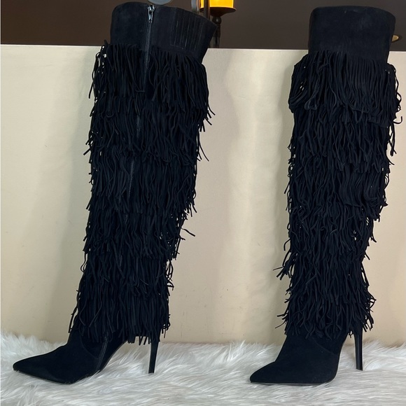 Jeffrey Campbell GoLightly Black Fringe Boot - Picture 4 of 9